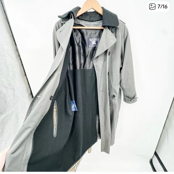 Burberry Coat Trench Kensington Heritage Coat Long Black Belt Jacket Wool 8 L - Picture 6 of 11